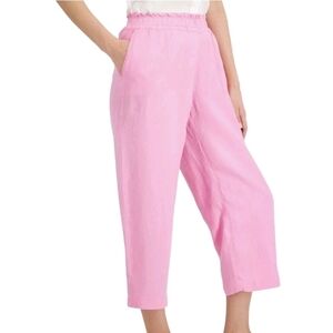 Charter Club Linen Cropped Pull-On Pink Bubble Bath Pants - Size PL
